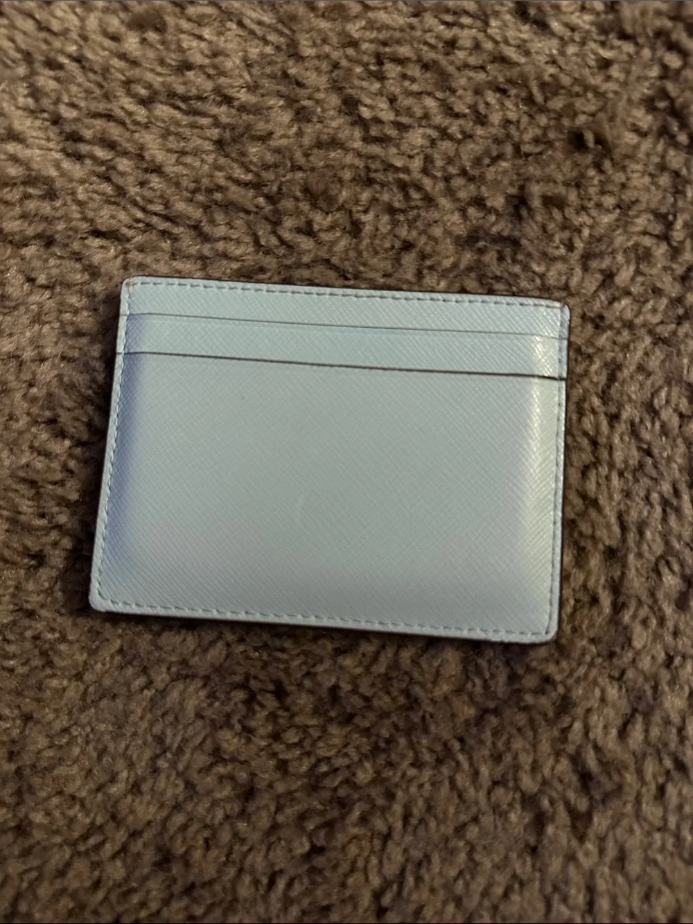 kate spade Light Blue Saffiano Card Holder with Gold Logo